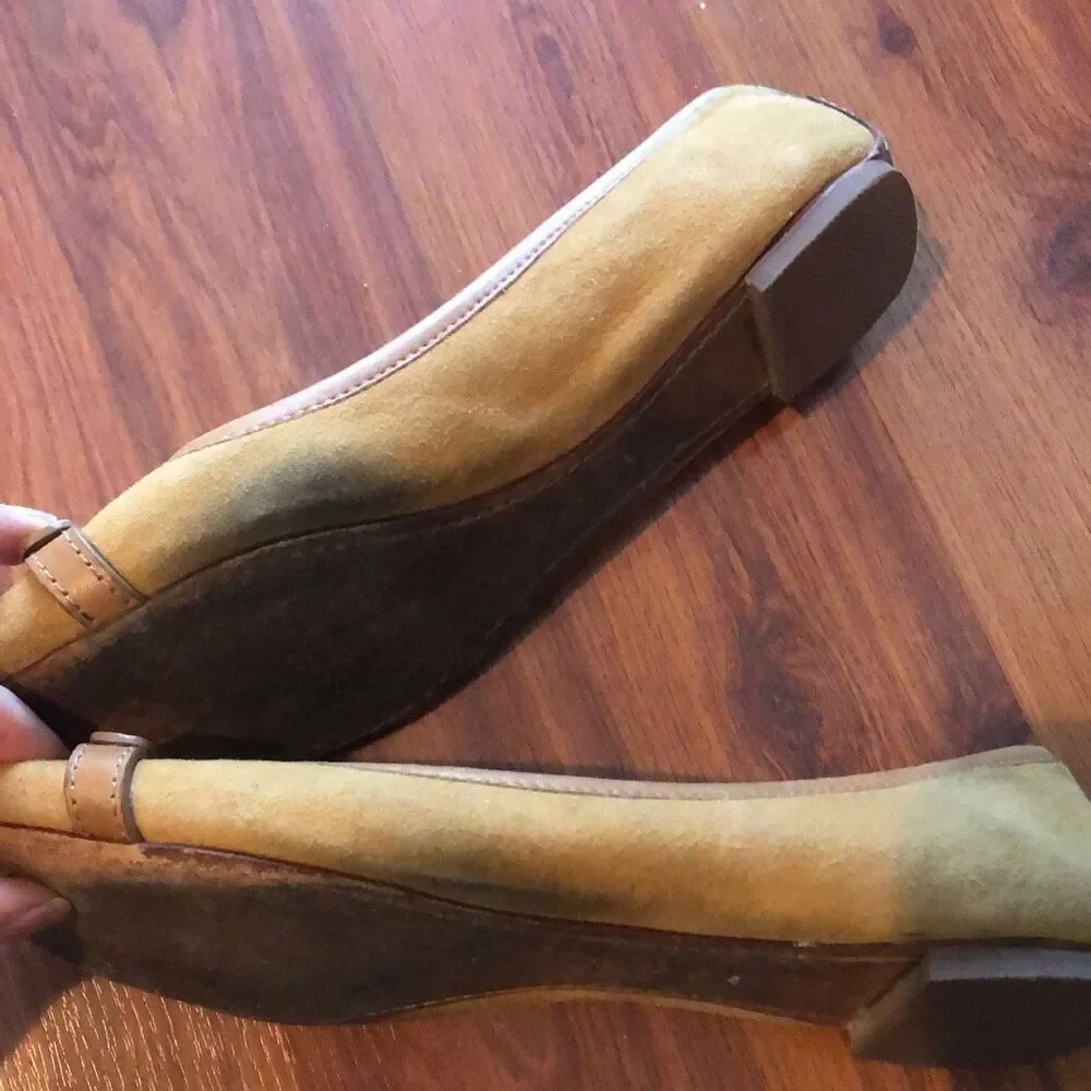 Tory Burch tan suede ballet flats size 8